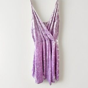 Women’s Crushed Velvet Dress size S Wrap Spaghetti Strap Skater Babydoll Fairy